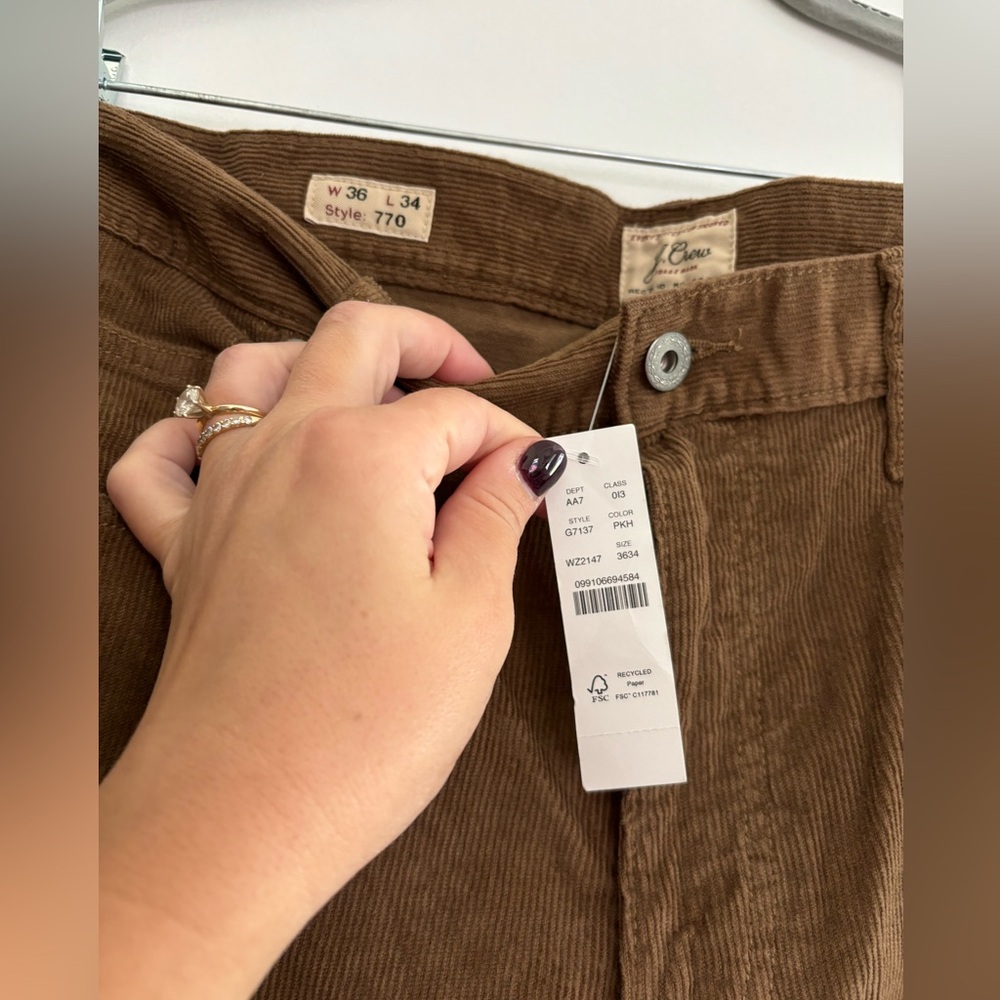 J Crew men’s khaki corduroy pants 36x34 NWT - Picture 3 of 5